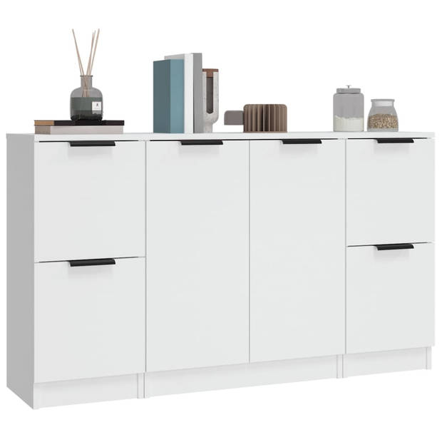 The Living Store Dressoir - Minimalistische Charme - Meubelen - 30 x 30 x 70 cm - Ken- Wit bewerkt hout