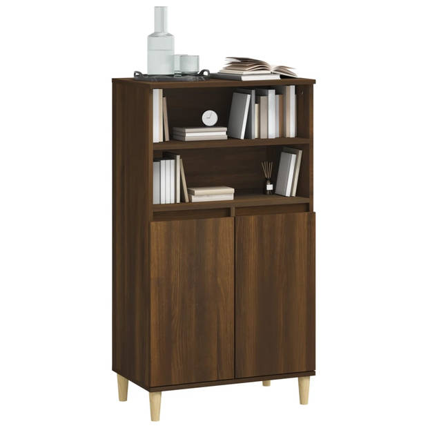 The Living Store Hoge kast Bruineiken - 60 x 36 x 110 cm - Bewerkt hout en massief eucalyptushout