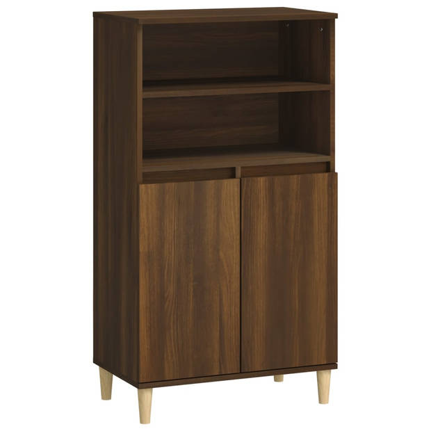 The Living Store Hoge kast Bruineiken - 60 x 36 x 110 cm - Bewerkt hout en massief eucalyptushout