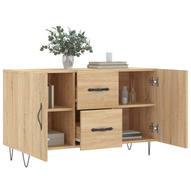 The Living Store Dressoir - Sonoma Eiken - 100 x 36 x 60 cm - Duurzaam bewerkt hout - Metalen poten