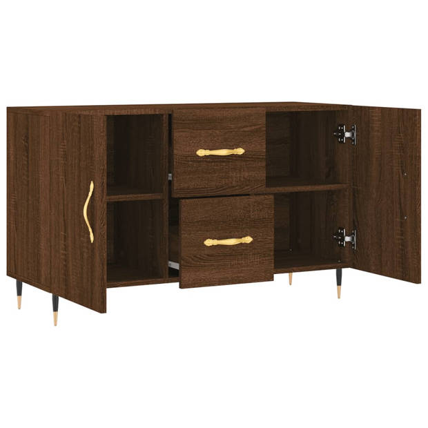 The Living Store Dressoir - Bruineiken - 100 x 36 x 60 cm - Duurzaam - Metalen poten - Voldoende opbergruimte - Stevig