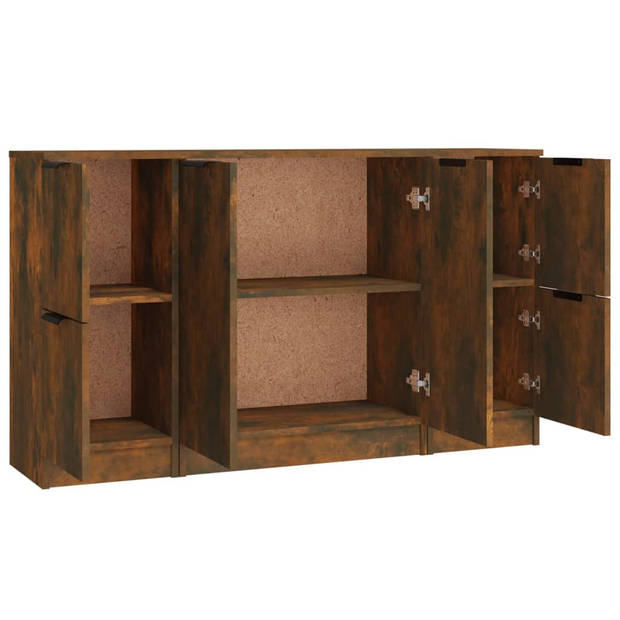 The Living Store Dressoir Smoked Oak Eiken - 70x60x30cm - Opbergruimte - Multifunctioneel - Montagehandleiding