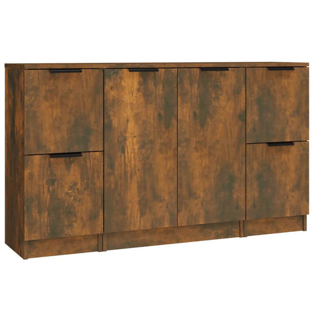 The Living Store Dressoir Smoked Oak Eiken - 70x60x30cm - Opbergruimte - Multifunctioneel - Montagehandleiding