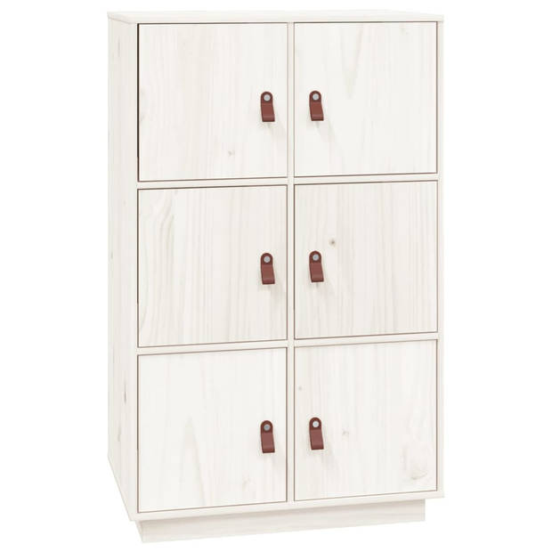 The Living Store Dressoir Grenenhout - Wit - 67x40x108.5cm - 6 vakken met deuren