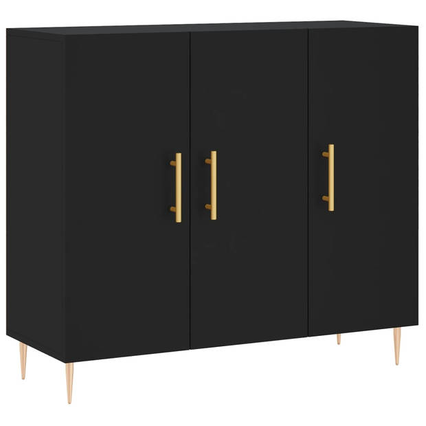 The Living Store Dressoir - - Dressoirs - 90 x 34 x 80 cm - Zwart