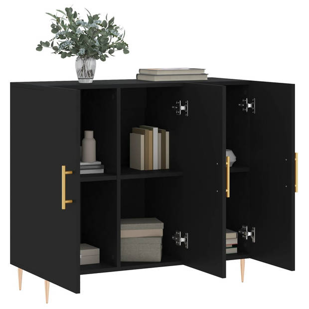 The Living Store Dressoir - - Dressoirs - 90 x 34 x 80 cm - Zwart