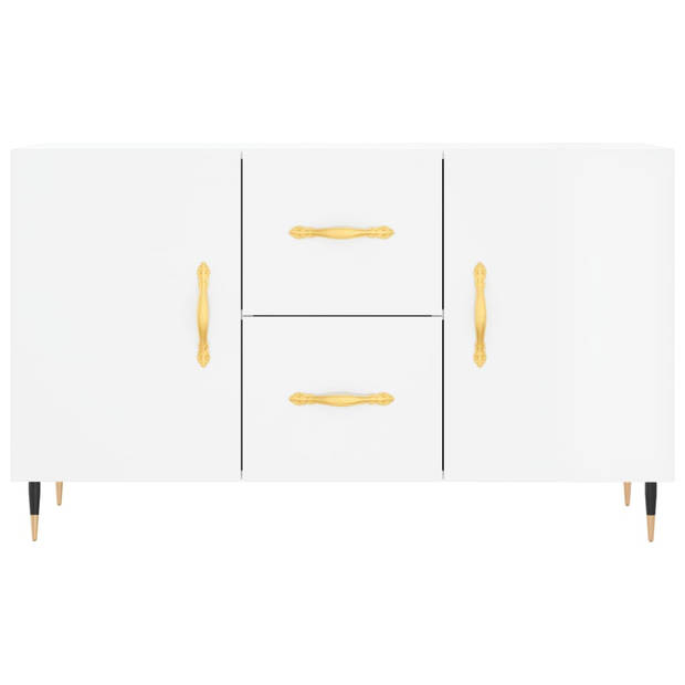 The Living Store dressoir - hoogglans wit - 100 x 36 x 60 cm - opbergruimte - metalen poten