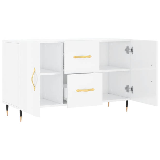 The Living Store dressoir - hoogglans wit - 100 x 36 x 60 cm - opbergruimte - metalen poten