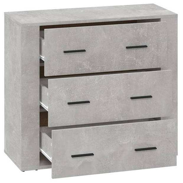 The Living Store Dressoir Betongrijs - 80 x 33 x 70 cm - Bewerkt Hout