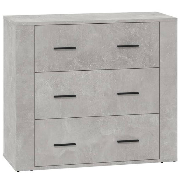 The Living Store Dressoir Betongrijs - 80 x 33 x 70 cm - Bewerkt Hout