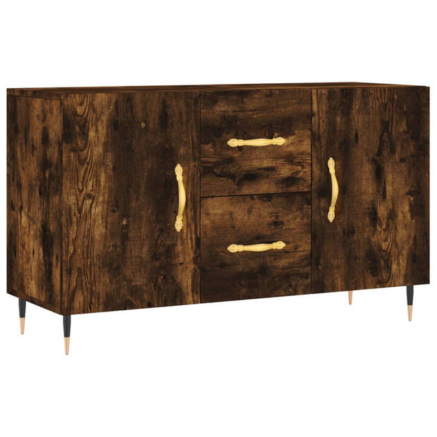 The Living Store Dressoir - Gerookt Eiken - 100 x 36 x 60 cm - Metalen poten