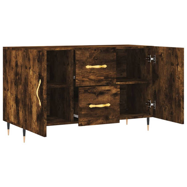 The Living Store Dressoir - Gerookt Eiken - 100 x 36 x 60 cm - Metalen poten