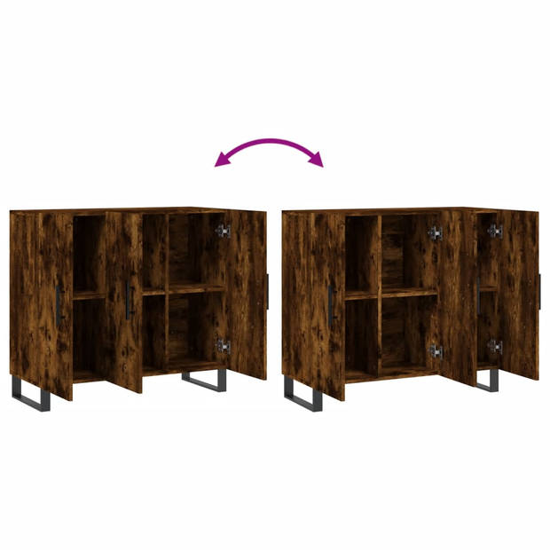 The Living Store Dressoir - Gerookt Eiken - 90 x 34 x 80 cm - Duurzaam hout en metaal