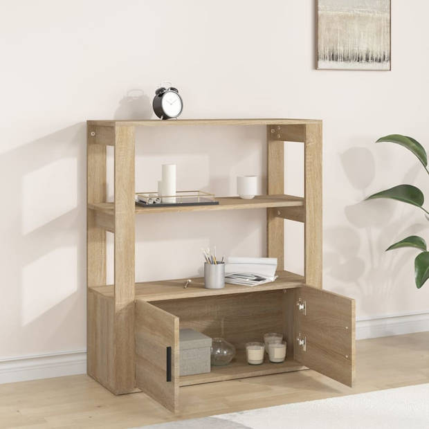 The Living Store Dressoir Boekenkast - Eiken - 80 x 30 x 90 cm