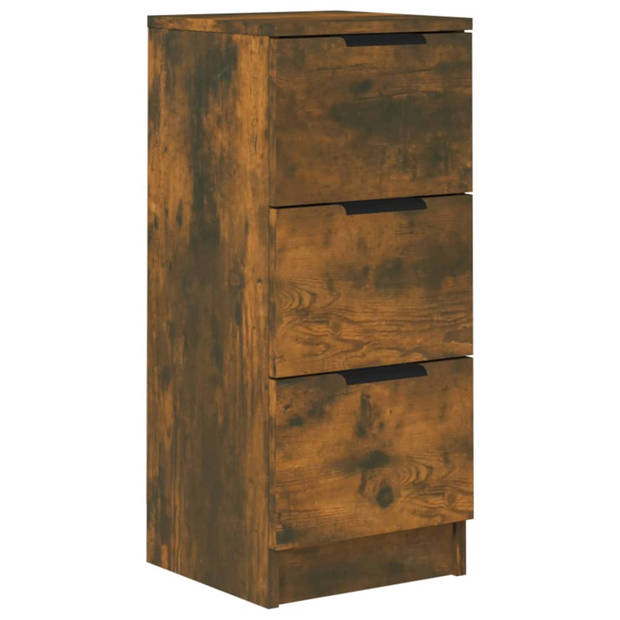 The Living Store Dressoir Gerookt Eiken - Bijzetkast 3 Lades - 30x30x70 cm - Hoogwaardig Materiaal