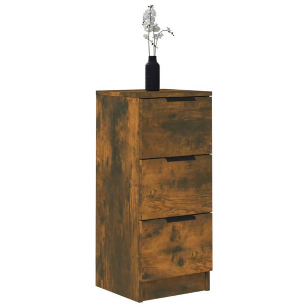 The Living Store Dressoir Gerookt Eiken - Bijzetkast 3 Lades - 30x30x70 cm - Hoogwaardig Materiaal