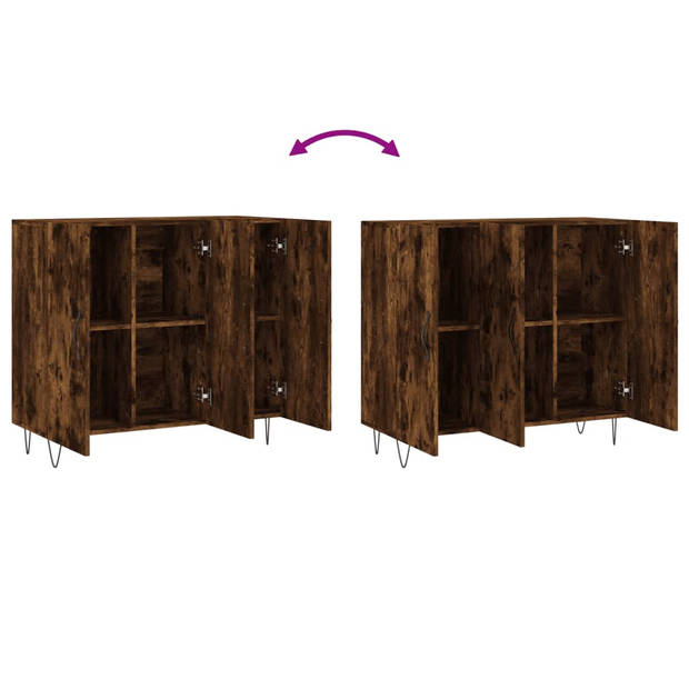 The Living Store Dressoir - Modern - Opbergkast - 90 x 34 x 80 cm - Gerookt eiken