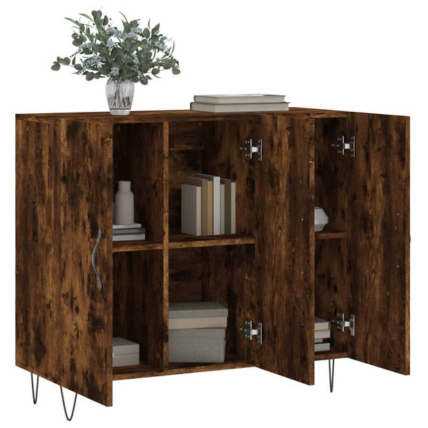 The Living Store Dressoir - Modern - Opbergkast - 90 x 34 x 80 cm - Gerookt eiken