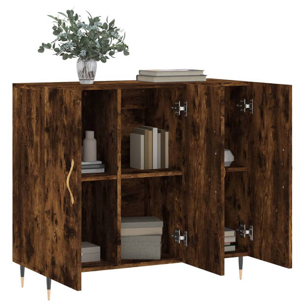 The Living Store Dressoir - Gerookt eiken - 90x34x80 cm - Duurzaam hout en metaal