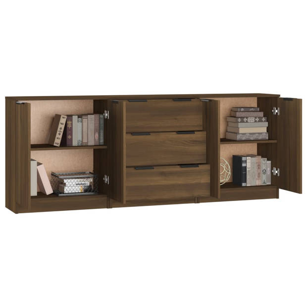 The Living Store Dressoir - Minimalistische Charme - Bruineiken - 60 x 30 x 70 cm - Bewerkt hout