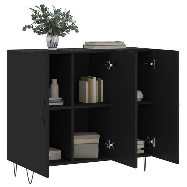 The Living Store Dressoir - Zwart - 90 x 34 x 80 cm - Duurzaam hout en metaal