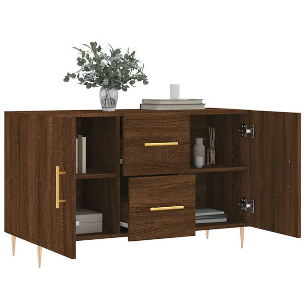 The Living Store Dressoir Bruineiken - 100 x 36 x 60 cm - Duurzaam hout - metalen poten