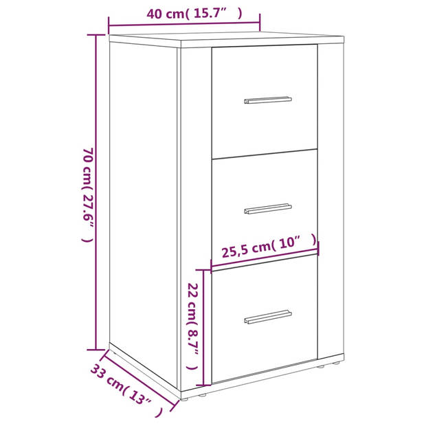 The Living Store Dressoir - Grijs Sonoma Eiken - 40x33x70 cm - Duurzaam bewerkt hout