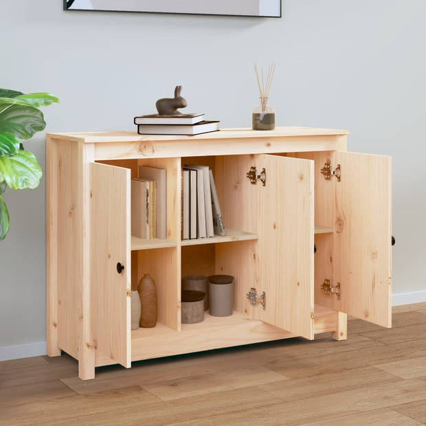 The Living Store Houten Dressoir - Massief Grenenhout - Bijzetkast - 100x35x74 cm - Multifunctioneel