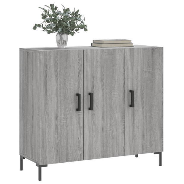 vidaXL Dressoir 90x34x80 cm bewerkt hout grijs sonoma eikenkleurig