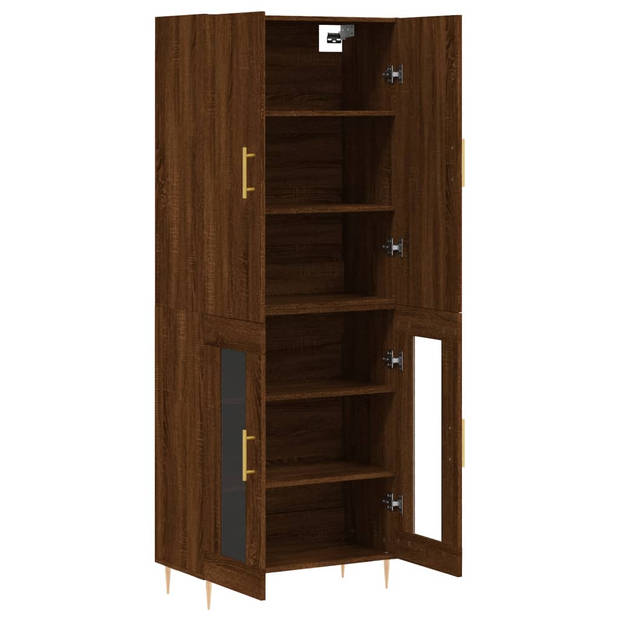 The Living Store Hoge Kast - Dressoir en Opzetkast - Bruineiken - 69.5 x 34 x 180 cm