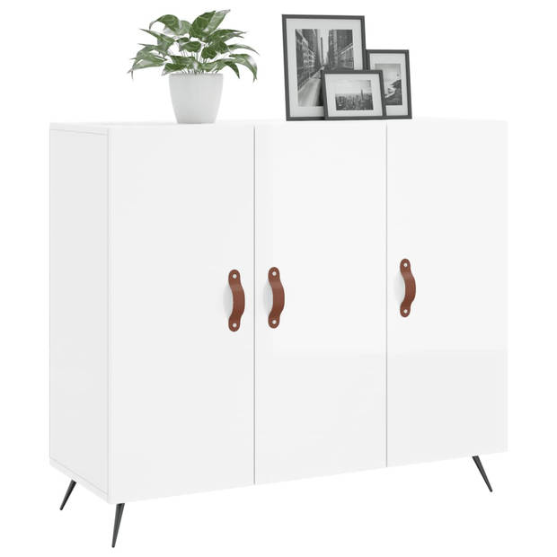 The Living Store Dressoir - Modern - Kast - 90 x 34 x 80 cm - Hoogglans wit