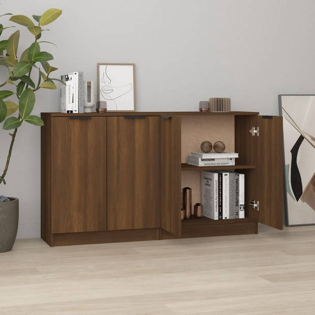 The Living Store Dressoir Bruineiken - 60x30x70 cm - Bewerkt hout - Montage vereist