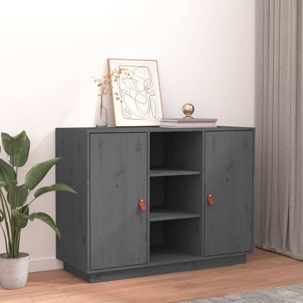 The Living Store Dressoir Massief Grenenhout - Grijs - 100 x 40 x 75 cm - Opbergruimte en Stevig Blad