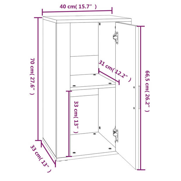 vidaXL Dressoir 40x33x70 cm bewerkt hout bruin eikenkleur