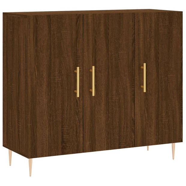 The Living Store Dressoir - Bruineiken - 90 x 34 x 80cm - Metalen poten