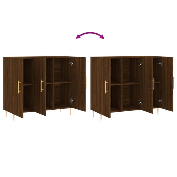 The Living Store Dressoir - Bruineiken - 90 x 34 x 80cm - Metalen poten