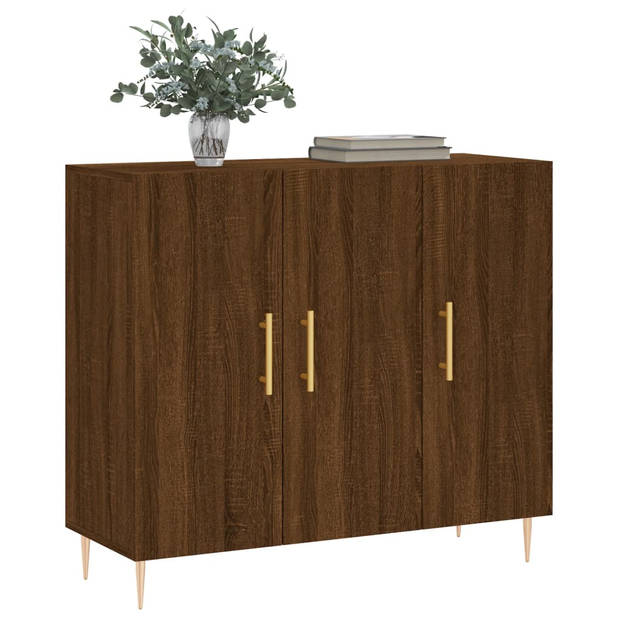 The Living Store Dressoir - Bruineiken - 90 x 34 x 80cm - Metalen poten