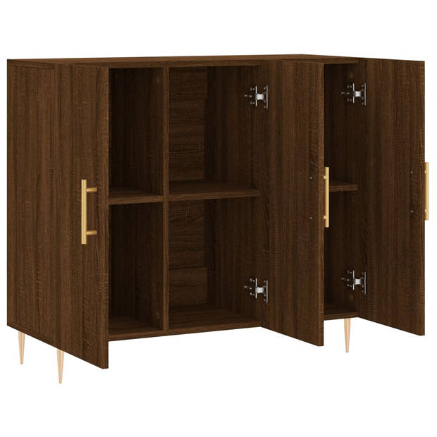 The Living Store Dressoir - Bruineiken - 90 x 34 x 80cm - Metalen poten