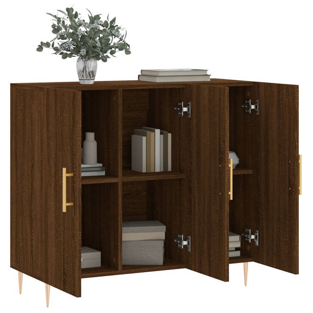 The Living Store Dressoir - Bruineiken - 90 x 34 x 80cm - Metalen poten