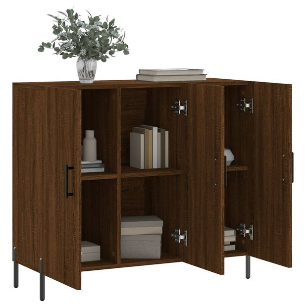 The Living Store Dressoir - Bruineiken - 90 x 34 x 80 cm - Duurzaam hout en metaal