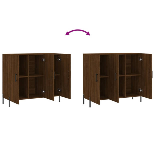 The Living Store Dressoir - Bruineiken - 90 x 34 x 80 cm - Duurzaam hout en metaal