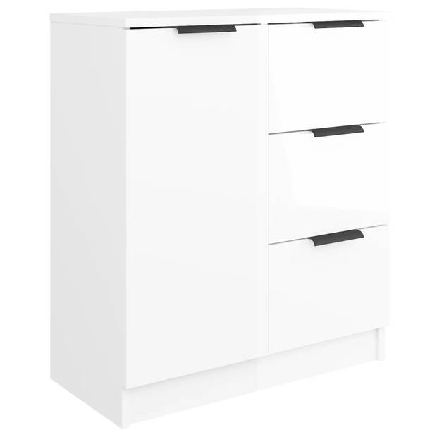 The Living Store Dressoir - Minimalistische Charme - Bewerkt Hout - 60x30x70 cm - Hoogglans Wit