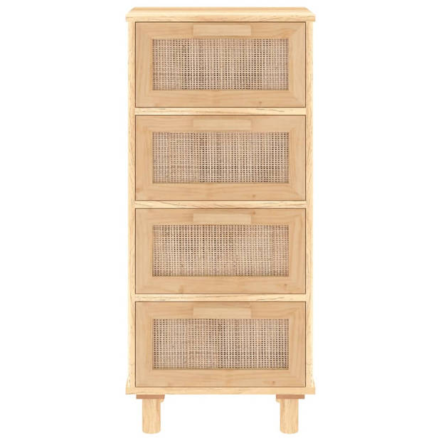 vidaXL Dressoir 40x30x90 cm massief grenenhout en rattan bruin