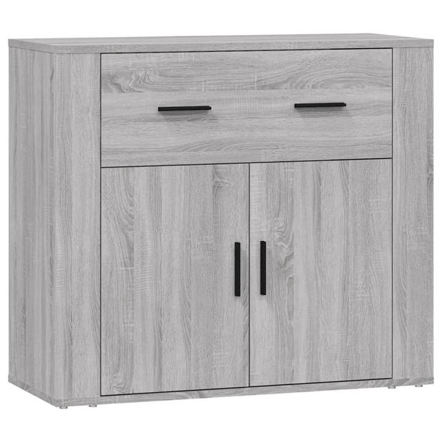 The Living Store Dressoir Bewerkt Hout - 80 x 33 x 70 cm - Grijs Sonoma Eiken