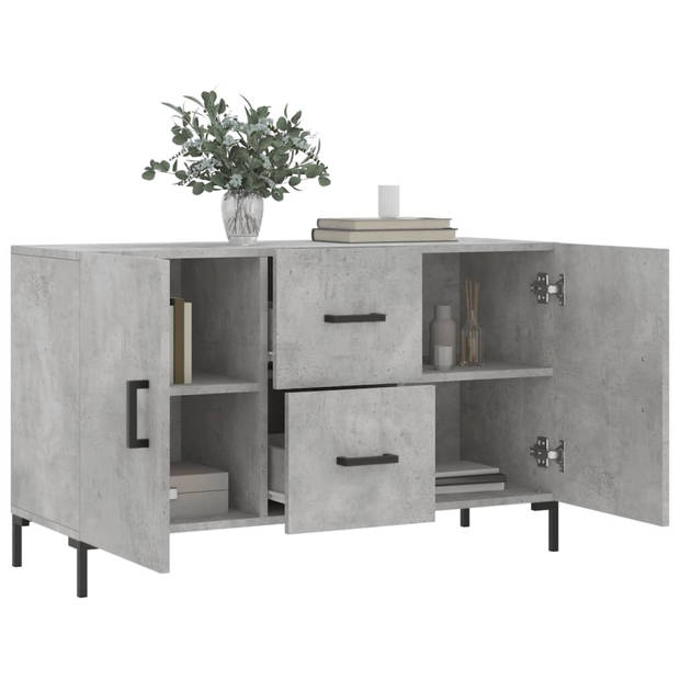 The Living Store Dressoir Betongrijs 100x36x60 cm - Duurzaam Hout en Metaal