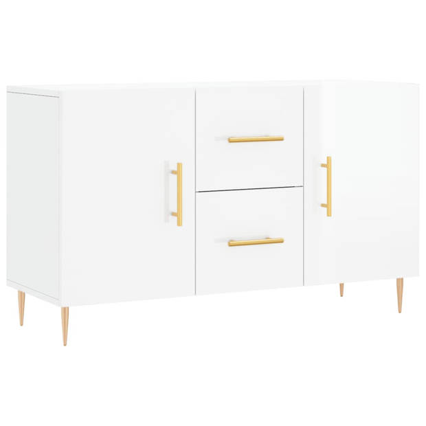 The Living Store Dressoir - Hoogglans wit - 100 x 36 x 60 cm - Bewerkt hout en metaal