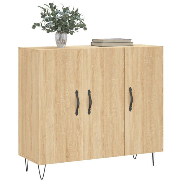 vidaXL Dressoir 90x34x80 cm bewerkt hout sonoma eikenkleurig