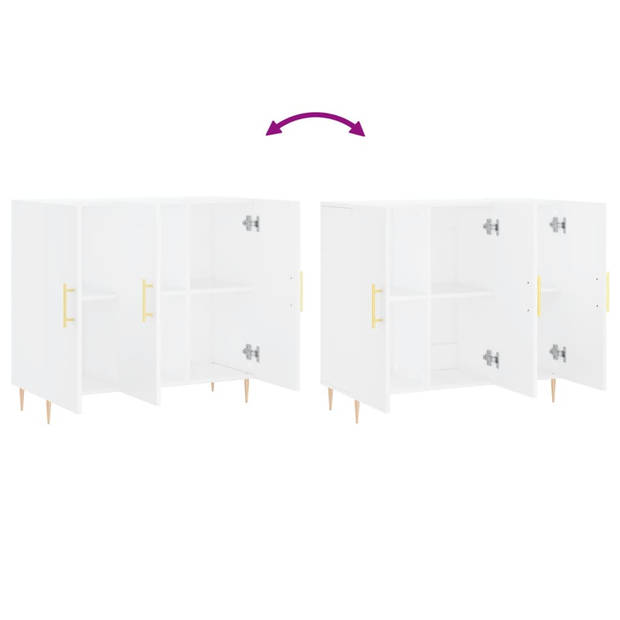 The Living Store Dressoir - naam - - 90 x 34 x 80 cm - Wit