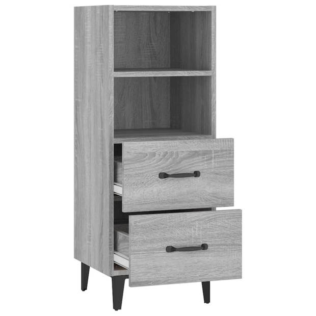 vidaXL Dressoir 34,5x34x90 cm bewerkt hout grijs sonoma eikenkleurig