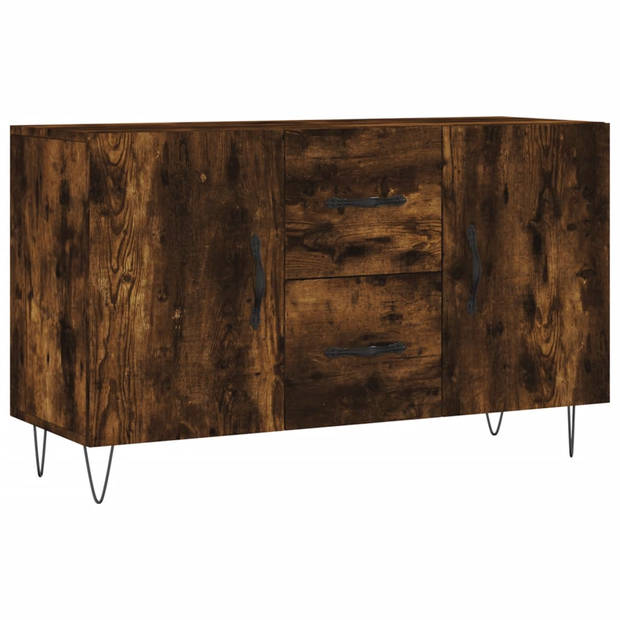 The Living Store Dressoir Gerookt Eiken - 100 x 36 x 60 cm - Metalen Poten